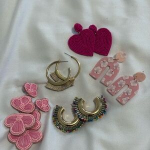 Whimsical Colorful Earring Set with Pink and Gold Accents